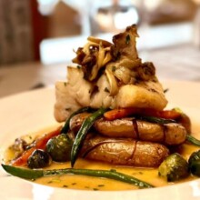 cedar-plank roasted lingcod