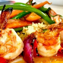 grilled Gulf Coast white prawns